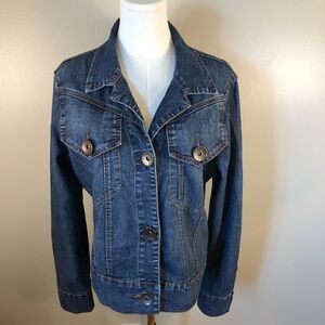 AC-3998 Classic Blue Denim Button Front Jacket Size L